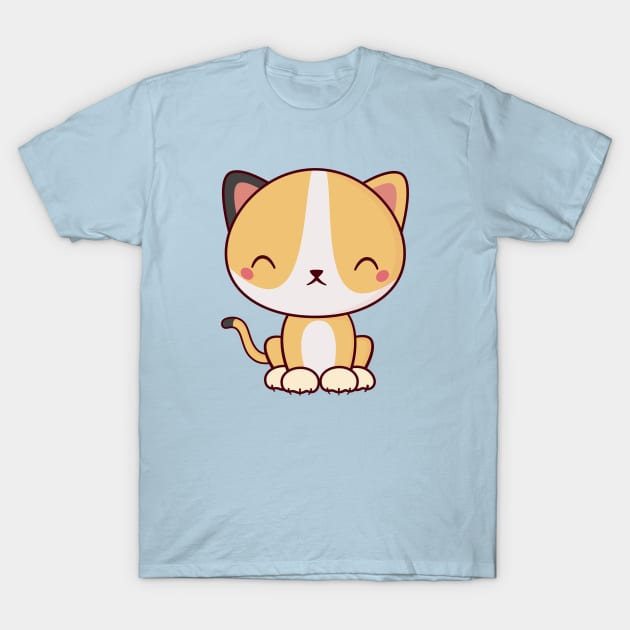 Smiling Kawaii Cute Kitten Cat T-Shirt by happinessinatee